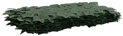 Foknhdi Balkonsichtschutz mit Blättern Dunkelgrün 200 x 100 cm Sichtschutzmatte Künstliche Hecke aus Polyethylen für Balkon Terrasse und Gartenzaun Blätterzaun Sichtschutzwand 16er Set