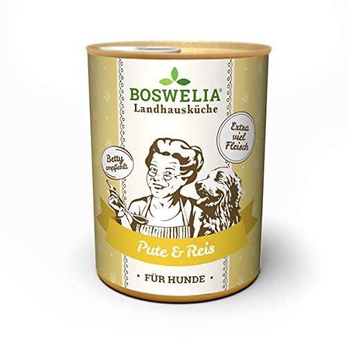 Betty´s Landhausküche Dose Nassfutter Hund, getreidefrei, Beste Qualität, hochwertiges Fleisch, schonend gegart, Bettys, für alle Hunderassen geeignet, Pute & Reis 400 g