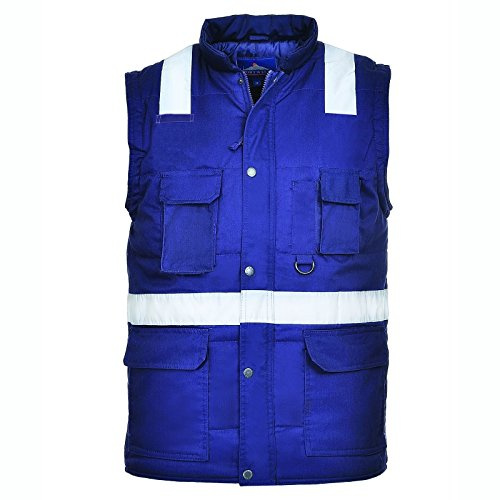 Portwest F414N Iona Bodywarmer Multi Pocket Long Sleeve Machine Washable | Navy, 2X Large, EN 17353, Comfort Fit, Durable Polycotton Fabric, Storm Flap Front, Reflective Tape, Fully Lined, Workwear