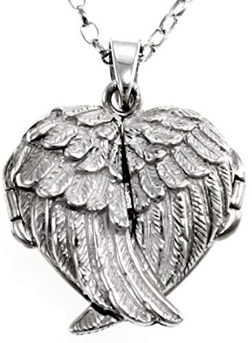 Alexander Castle Engelsflügel 925 Sterling Silber Kette mit Foto Medaillon für Damen Herren Kinder - 25mm x 25mm - 18 Sterlingsilber Foto Kette & Schmuck Geschenk-Box