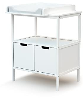 AT4 - Mueble cambiador bebé 2 puertas ESSENTIEL madera - Blanco - 68 x 66 x 90,5 cm
