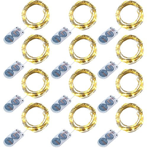 30er Micro LED Lichterketten mit Batterie,RcStarry(TM) 12er stück 10Ft/3M 30 LED Silberdraht Lichterkette Dekoration für Terrasse, Garten, Weihnachten, Hochzeit, Warmweiß - [Energieklasse A+]