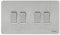 Schneider Electric GU1442WSS Ultimate Screwless Flat Plate, Stainless Steel with White Insert, 4 Gang Rocker, 2 Way Light Switch, Single Pole, 16 AX