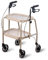 HOMECRAFT Mobility Walker Trolley with Wheels - Adjustable Walking Frame with Trays, Walking Aid for Elderly, Lightweight Mobility Aid with Hand Brakes, Compact Rollator for Indoor Use - Beige