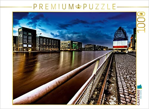 CALVENDO Puzzle Innenhafen bei Nacht | 1000 Teile Lege-Größe 64 x 48 cm Foto-Puzzle für glückliche Stunden