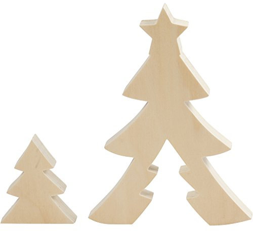 Alberi di Natale, altezza: 8+20 cm, larghezza: 6,5+14,5 cm, compensato, 1 set, profondità 2 cm