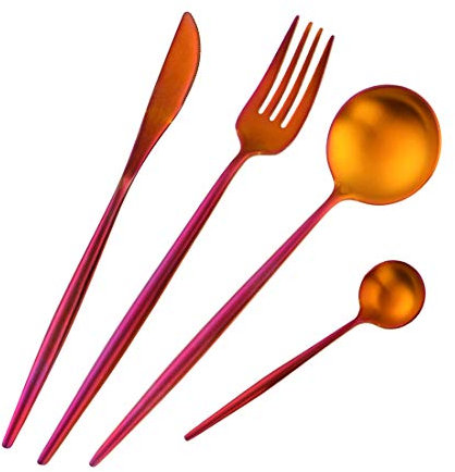 Buyer Star Besteck Fuchsia Cutlery set Edelstahl Geschirr Set Rainbow Red Cutlery für 1