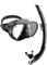 CRESSI Ocean + Gamma Combo Black/Black - Schnorchelset Ocean Maske+Schnorchel Gamma zum Tauchen und Schnorcheln, Schwarz/Schwarz, Einheitsgröße, Erwachsene