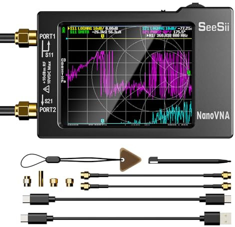 SEESII Nanovna-H Vector Network Analyzer,Upgraded HW3.6 10KHz-1.5GHz MF HF VHF UHF Antenna Analyzer, Measuring S Parameters, Voltage Standing Wave Ratio,Phase,Delay,Smith Chart,Support Data Storage