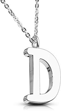 Treuheld® Silberne Kette mit Buchstabe | Alphabet | Edelstahl [04.] - D