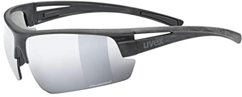 uvex sportstyle ocean P - Sportbrille für Damen und Herren - aus Recyclingmaterial - polarisiert - black matt/black-silver - one size