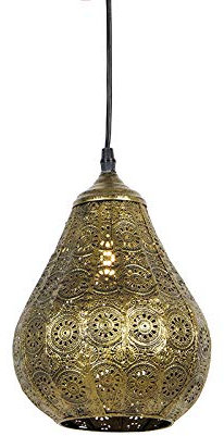 Qazqa - Orientalisch Orientalische Hängelampe I Pendellampe I Pendelleuchte Gold I Messing 17,5cm - Billa Dia I Wohnzimmer I Schlafzimmer - Stahl Länglich - LED geeignet E14