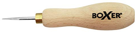Boxer® Awl with Round Tip and Wooden Handle | 3.5 x 145 mm | Ergonomic Grip | Durable Steel Blade | Precision Marking Tool for Wood & Leather