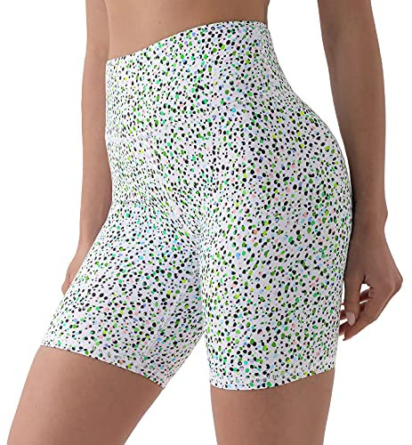 Persit Radlerhose Damen Kurze Sporthose, Sport Shorts Damen Sommer Leggings Yogahose Laufhose Kurz Konfetti - XL/44-46