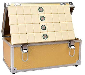 SMSOM Klassisches chinesisches Mahjong-Spiel Set □ 144 nummerierte Melaminfliesen Aluminium-Gehäuse komplettes Set (Mah-Jongg, Mah Jongg, Majiang) (Size : 37mm)