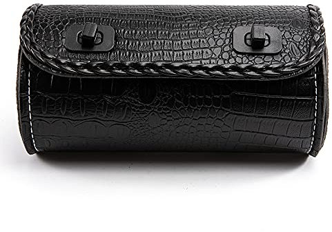 APEBAZY Motorrad Lenkertasche, Universal Satteltaschen Gabeltaschen Rollende PU Leder Werkzeugtasche Sissy Bar Taschen wasserdichte Aufbewahrungs-Seitentasche mit 2 Befestigungsgurten