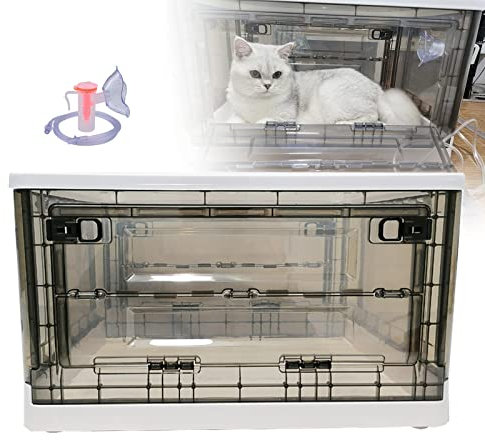 EnweKapu Laufstall für Kleintiere, Atmungsaktives Kleintierkäfig Zelt, Tragbare Sauerstoffbox für Haustiere, Haustier Katzen Nase und Hundehusten Vernebler, für Hustenatmung Behandlung,28L
