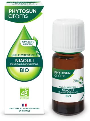 PHYTOSUN AROMS - Huile Essentielle Niaouli Bio - HEBBD - 100% Pure & Naturelle - 100% Bio - L'alliée de l'hiver - Analysée & Conditionnée en France - 10 ml