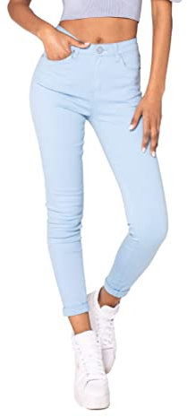 Nina Carter P109 Damen Skinny Fit Jeans High Waist Slim Hose Figurbetonte Stretch Jeanshose (Himmelblau (P109-14), M)