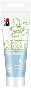 Marabu 14500050256 - GREEN LINE Alkyd-Farbe, pastellblau, 100 ml Malfarbe auf Wasserbasis, klimaneutral, matt, lichtecht, wetterfest (nach 24h Durchtrocknung), 92 % aus natürlichen Rohstoffen