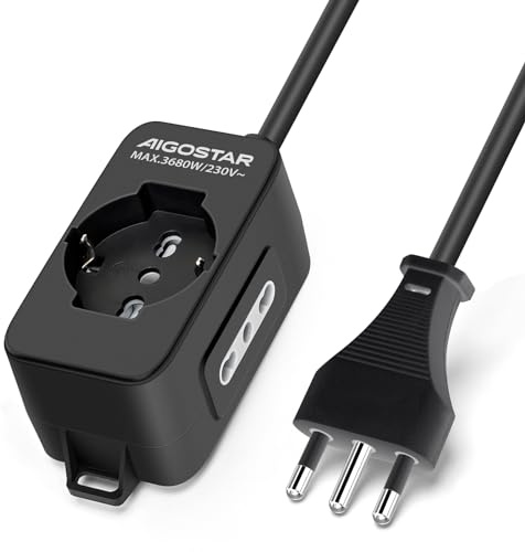 Aigostar 3-Wege-Steckdosenleiste, 16 A, 250 V, P40, P17/P11, 3 m Kabel. Schwarz