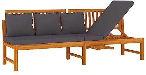 vidaXL Tagesbett mit Grauen Kissen 200x60x75 cm Massivholz Akazie, Bettsofa, Gästebett, Bett, Schlafsofa, Schlafcouch, Bettgestell, Beistellbett