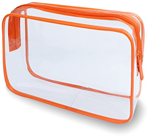 White Ze Klare Toilettentasche, Reise-Makeup-Kosmetiktasche für Frauen Männer, PVC-Toilettenartikel-Kosmetiktasche