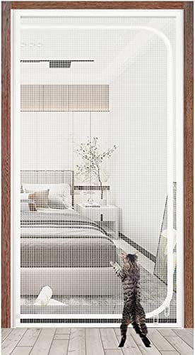 Anti-Mosquito Curtain Zip Fly Screen Door 95 Cm X 200 Cm, Insect Protection Door Zip Fly Net Mosquito Net For Balcony Door Cellar Door Living Room Patio Door Fly Screen No Drill Star ( Color : Weiss ,