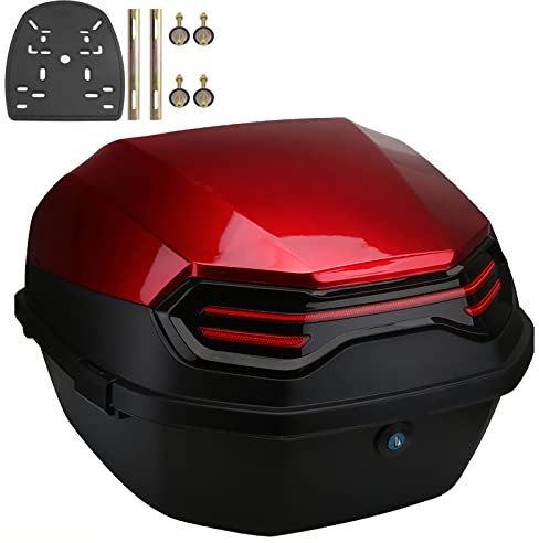 NUACOS Motorrad Kofferraum Universal Top Box wasserdichte Motorrad Heckbox mit RüCken für Roller Moped,H,11 * 15 * 15inch