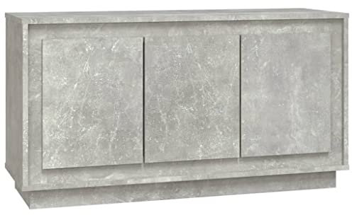 vidaXL Sideboard in Concrete Grey, Spacious Engineered Wood Cabinet with 6 Compartments, Modern Style Storage for Living Room