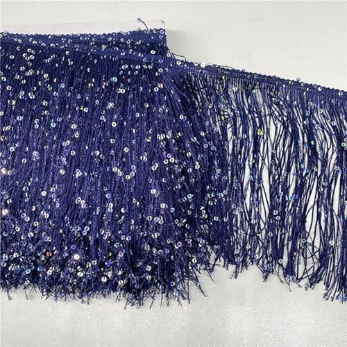 YYCRAFT Hoogram Pailletten-Kette, Quaste, Fransenborte von The Yard Girlande, Tanzkostüm, Party-Dekoration, 4,5 m, Marineblau