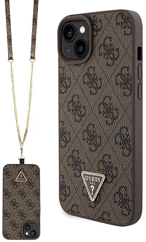 Guess GUHCP15MP4TDSCPW Hülle für iPhone 15 Plus 6.7 braun hardcase Crossbody 4G Metal Logo