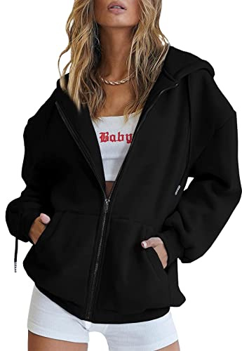 Sweat Zippé Femmes à Manches Longues Veste à Capuche Manteau Décontracté Hoodies Sweatshirt avec Poches Couleur Unie Épais Hoodie Sport Automne Hiver Chaud Manteau Blouson Veste Grande Taille