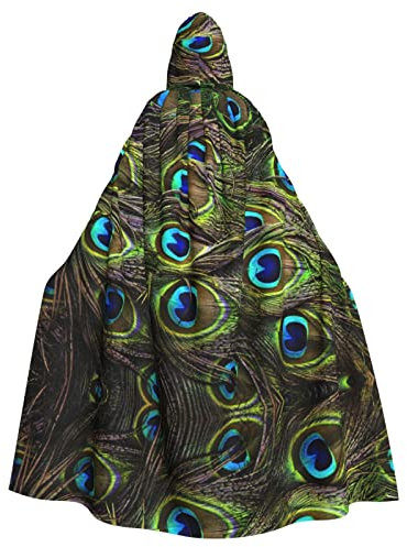 Frischer Pfau, Unisex, mit Kapuze, Halloween-Umhang, Cosplay, Halloween, Weihnachten, Kostüm für Erwachsene