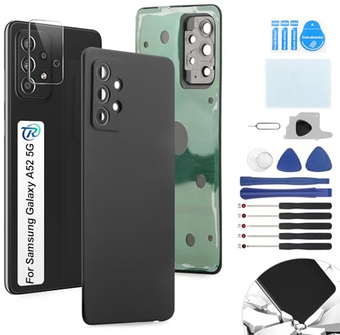 RongZy Ersatz für Samsung Galaxy A52 4G/5G A52s 5G Backcover Akkudeckel batterietür Gehäuse Rückseite mit Tool kit (Schwarz)