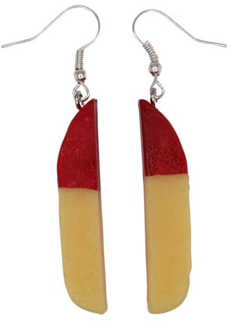 KTG24 Ohrringe Hänger Pommes Frittes mit Ketchup Fast Food Küche Koch Imbiss 231