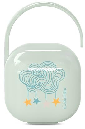 Suavinex, Schnullerhalter für Baby, Schnullerbox für 2 Schnuller, Schnullertasche, +0 Monate, Aufbewahrung Schnullerhalter Case, mit Flexibler Henkel, Farbe Dreams Blue