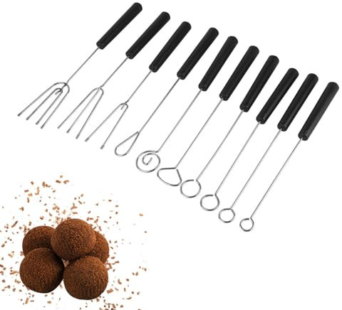 Fonduegabeln, 10 Stück, Edelstahl, Gabel für Schokolade, mit hitzebeständigem Griff, für Kuchen, Obst, Süßigkeiten, Nüsse
