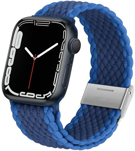 Anlinser Solo Loop Compatibile con Cinturino Apple Watch 42mm 41mm 40mm 38mm, Cinturini Elastiche con Fibbia Regolabile Compatibile con IWatch SE Serie 10 9 8 7-1, Blu