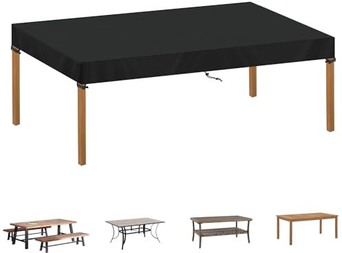 SIMPHAUS Abdeckplane Gartentisch 200x90x15cm Abdeckhaube Gartentisch Abdeckhaube für Tischplatte Abdeckung Outdoor Wetterfest Tischabdeckung Wasserdicht Winddicht UV-Beständiges 420D Oxford Gewebe