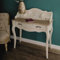 LEBENSwohnART Romantischer Schreibtisch Versailles 90cm antik-Weiss braun Sekretär Shabby-Chic Schubladen Bicolor
