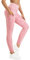 Flatik Legging de sport pour femme avec poches, leggings opaques, pantalon de fitness, pantalon de sport, leggings de course, Imprimé/rose, XL