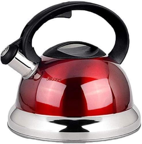 LRTYZBD Whistle kettle Thick 304 Stainless Steel Kettle Electric Kettle Large Capacity Household Kitchen Induction Cooker Gas,for Home,office,outdoor-Red||3L