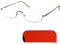 Metall Halbrand oben Lesebrille Halbbrille Rechteckig, Gratis Etui und Brillenputztuch, Edelstahl Rahmen (Graphit) mit Federscharnier, Lesehilfe Damen und Herren +1.0 Dioptrien