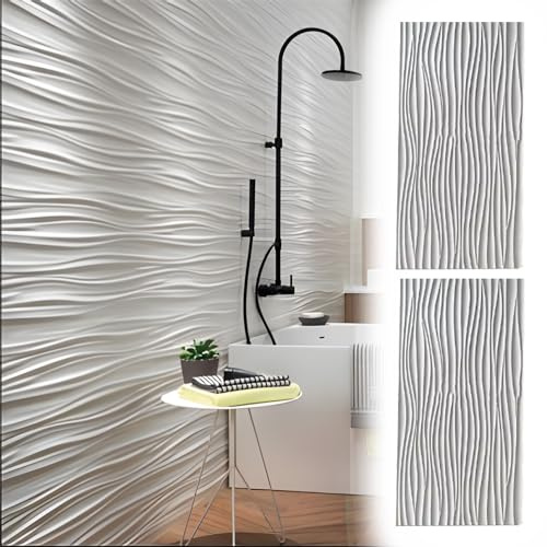 Innovz Panneau Mural Decoratif Panneau Mural 3D de Conception de Mur de Vague, Panneaux de Revêtement Mural Décoratifs(White)