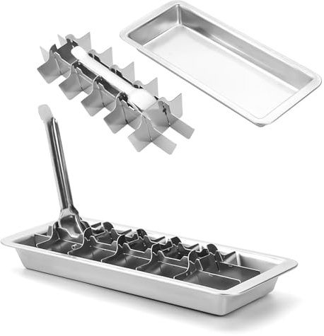 Stainless Steel Tray - Lever Style Mold, 18 Slot Tray with Easy Release Handle, Retro Design for Kitchens
