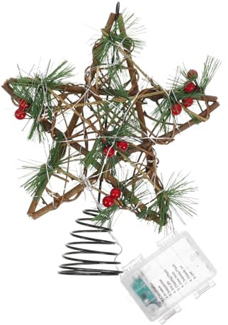 TOPBATHY Per L'albero Di Natale Puntale in Legno Per L'albero Di Natale Decorativo E Festoso