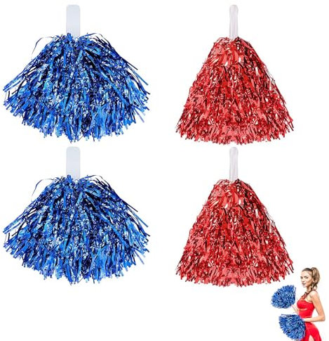 4 Stück Cheerleader Pompons, Pompoms Cheerleading, Pom Poms Cheerleading, Pom Pom, Pompons Cheerleader, Metallfolie Cheerleading Pom Poms Für Sports Wettbewerb Karnevalspartys Verwendet