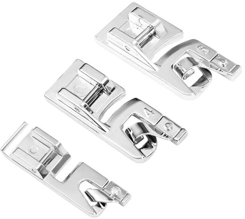 3pcs Narrow Rolled Hem Pressure Foot, 3mm 4mm 6mm Sewing Hemmer Presser Feet for Low Shank Snap-on Sewing Machine Accessories, for Singer, Brother, Babylock, Janome Sewing Machine Tool
