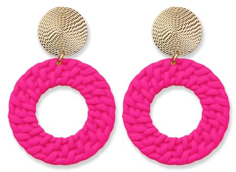 KBRPEY Ohrringe Damen Mädchen Boheme Style Geometrische Ohrringe Bunt Hängend Metal Vintage Modeschmuck Geschenke Zubehör (Rot)